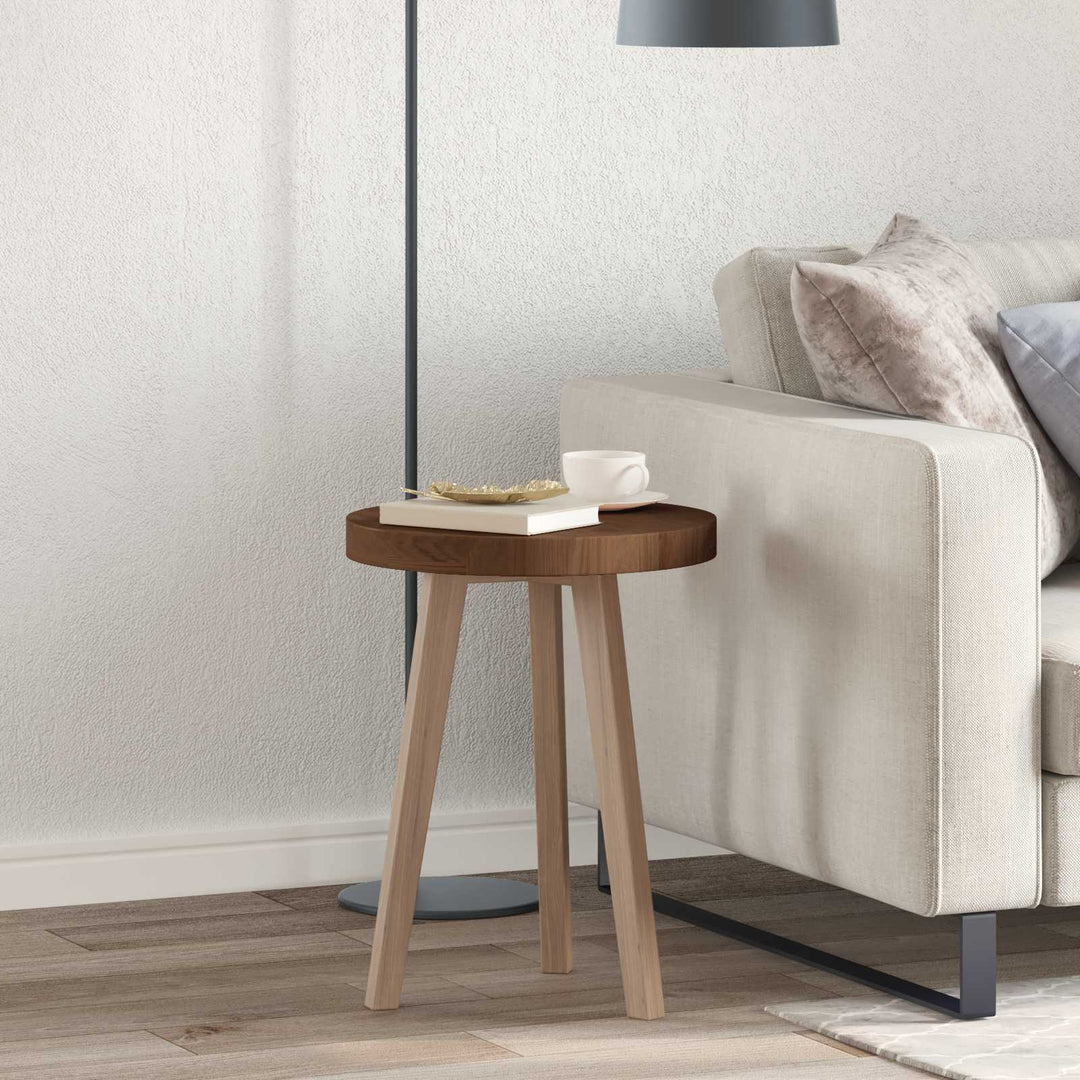 Bordplade Mørk Brun Ø 40 x 4 cm Massivt Eg Træ