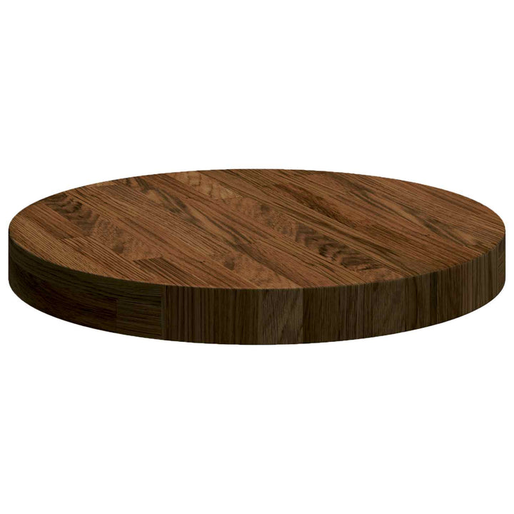 Bordplade Mørk Brun Ø 40 x 4 cm Massivt Eg Træ
