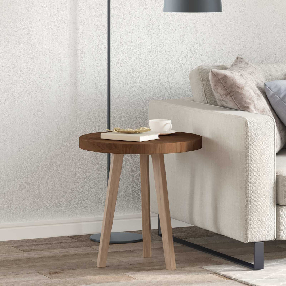 Bordplade Mørk Brun Ø 50 x 4 cm Massivt Eg Træ