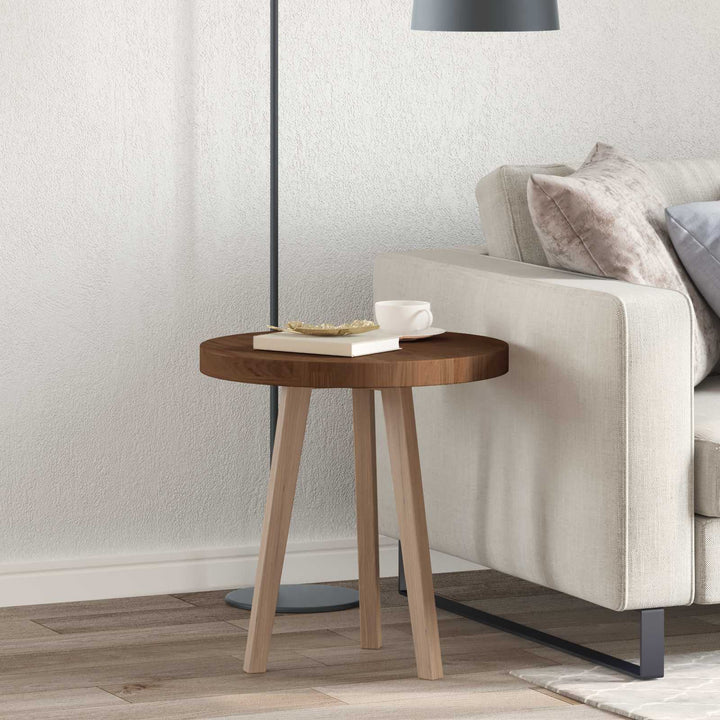 Bordplade Mørk Brun Ø 50 x 4 cm Massivt Eg Træ