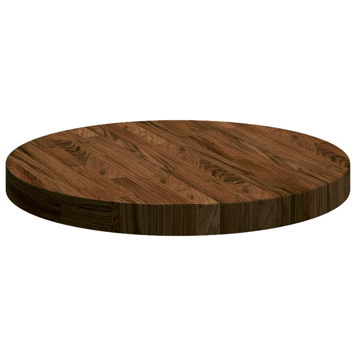 Bordplade Mørk Brun Ø 50 x 4 cm Massivt Eg Træ