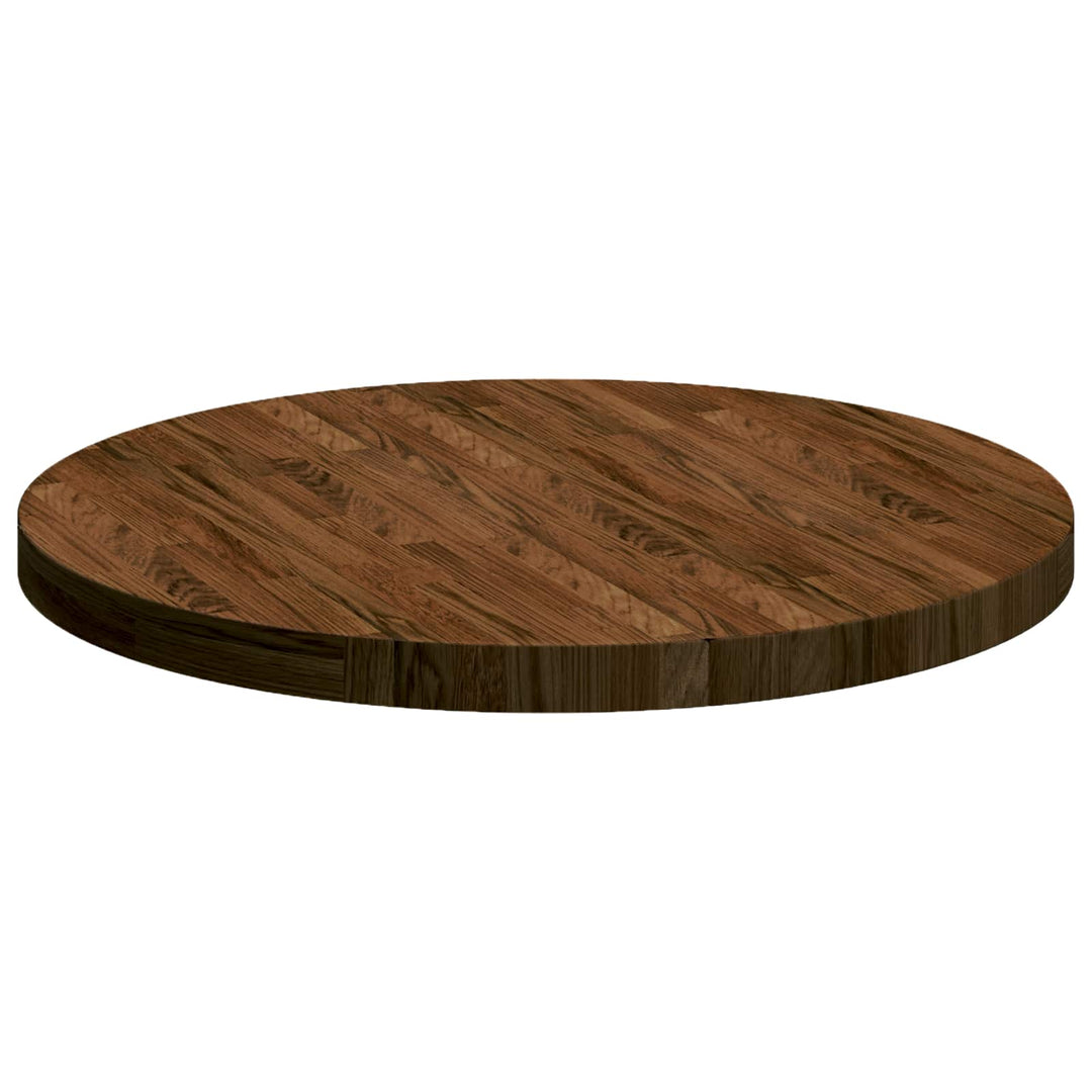 Bordplade Ø 70 x 4 cm Rund Massivt Eg Træ Mørk Brun