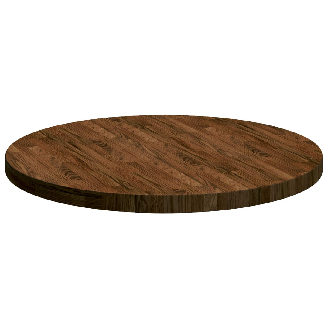Bordplade Ø 80 x 4 cm Rund Massivt Eg Træ Mørk Brun