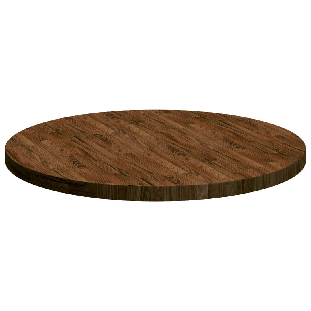 Bordplade Ø 90 x 4 cm Rund Massivt Eg Træ Mørk Brun