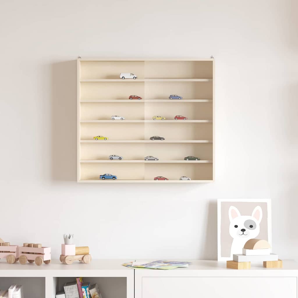 Vægdisplaykasse med hylde Beige 60 x 8,5 x 54 cm Krydsfinér