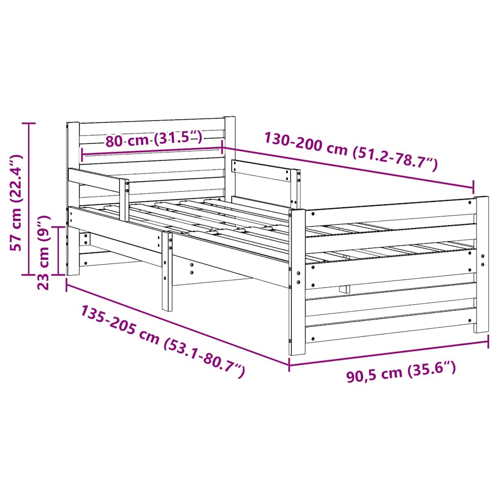 Sengestel med hovedgærde Brun 80 x 200 cm Konstrueret træ