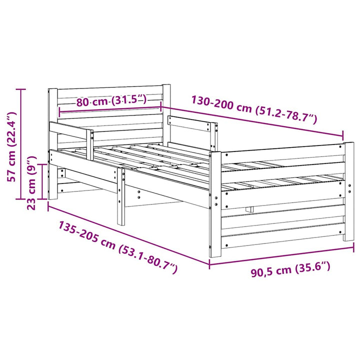 Sengestel med hovedgærde Hvid 80 x 200 cm Konstrueret træ