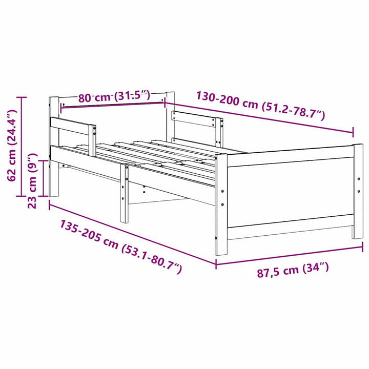 Sengestel med hovedgærde Brun 80 x 200 cm Konstrueret træ