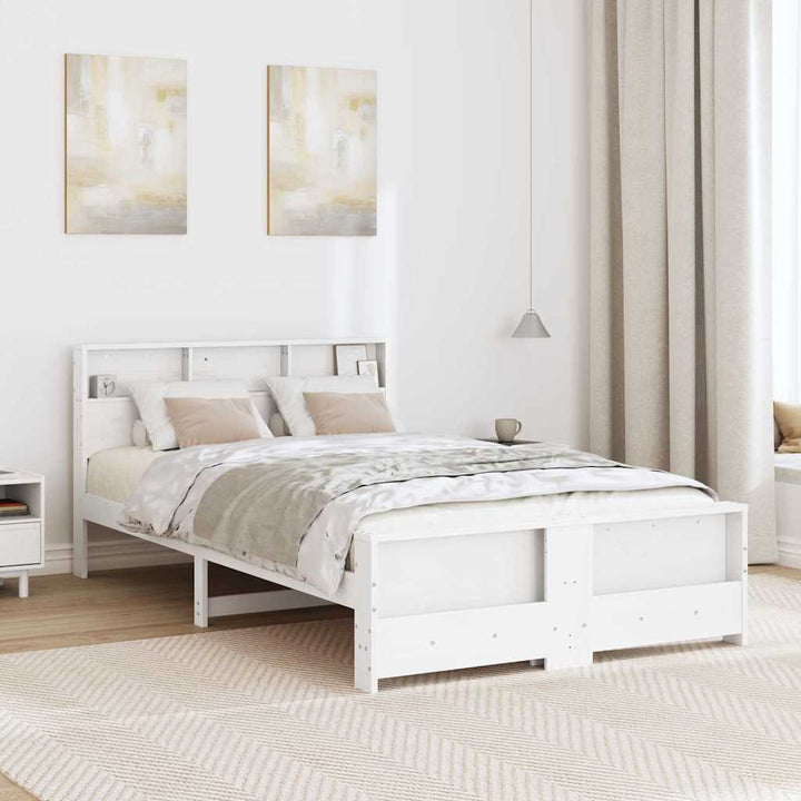 Sengestel med hovedgærde Hvid 120 x 200 cm Konstrueret træ