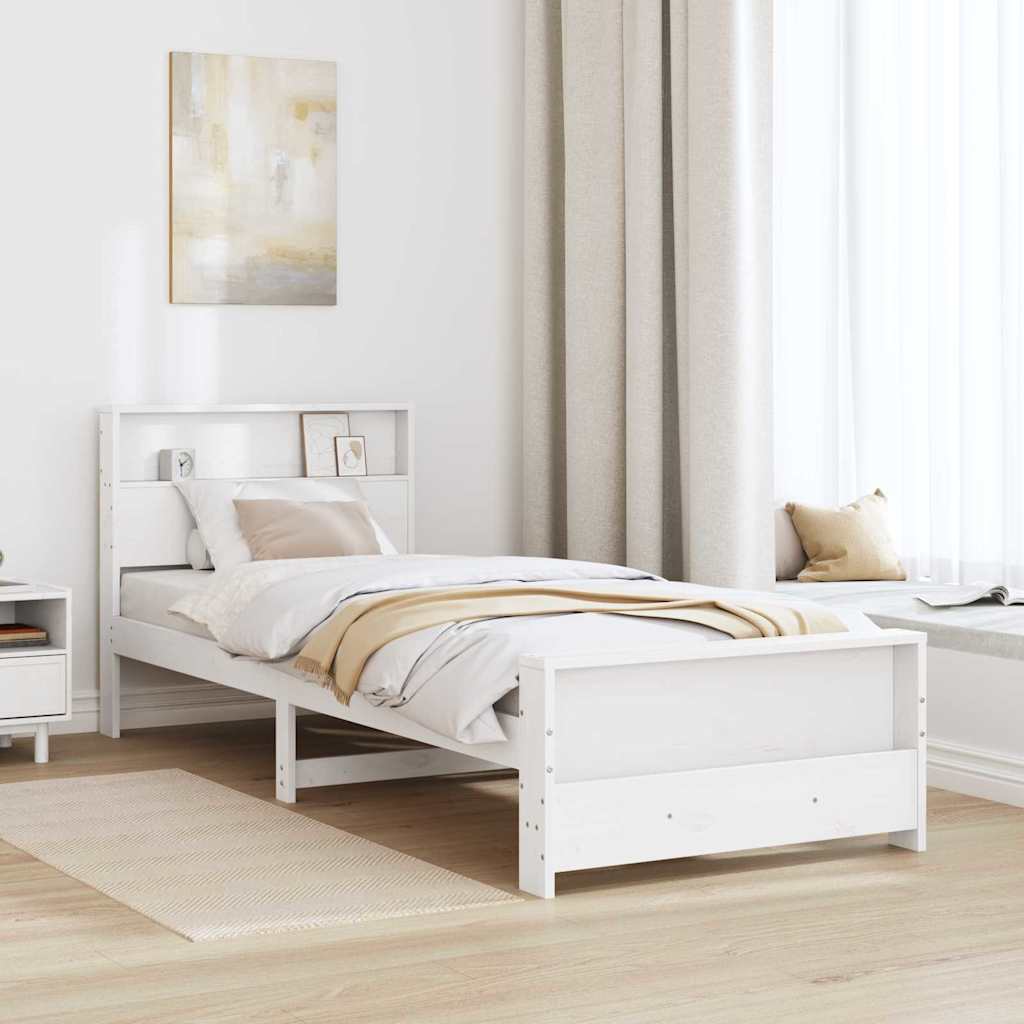 Sengestel med hovedgærde Hvid 100 x 200 cm Konstrueret træ