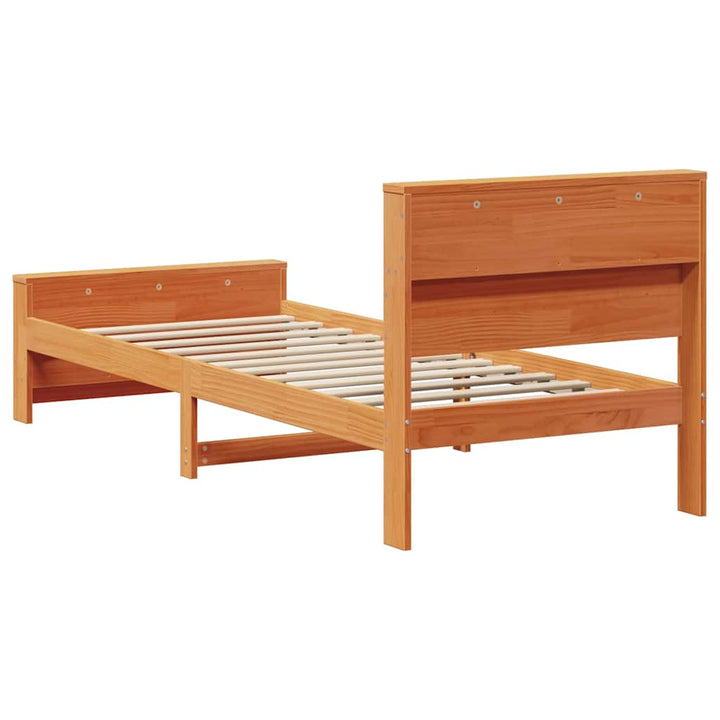 Sengestel med hylde Voks brun 80 x 200 cm Massivt fyrretræ