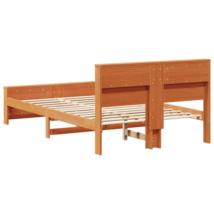 Sengestel med hylde Voks brun 140 x 190 cm Massivt fyrretræ