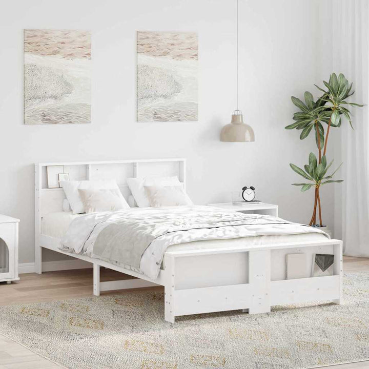 Sengestel med hovedgærde Hvid 135 x 190 cm Konstrueret træ