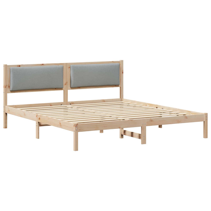 Sengestel med hovedgærde Lysegrå 180 x 200 cm Massiv fyrretræ