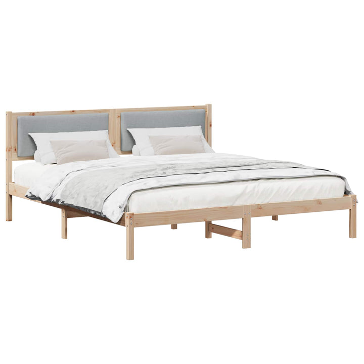 Sengestel med hovedgærde Lysegrå 180 x 200 cm Massiv fyrretræ
