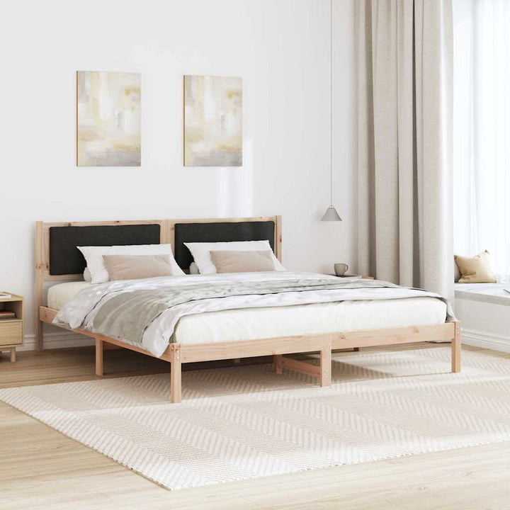 Sengestel med hovedgærde Sort 180 x 200 cm Massiv fyrretræ
