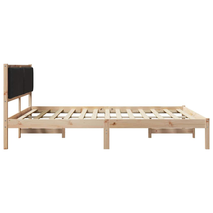 Sengestel med hovedgærde Sort 180 x 200 cm Massiv fyrretræ