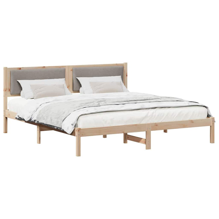 Sengestel med hovedgærde Gråbrun 180 x 200 cm Massiv fyrretræ