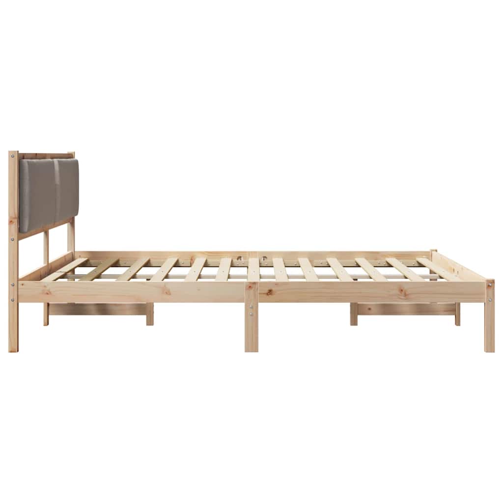 Sengestel med hovedgærde Gråbrun 180 x 200 cm Massiv fyrretræ