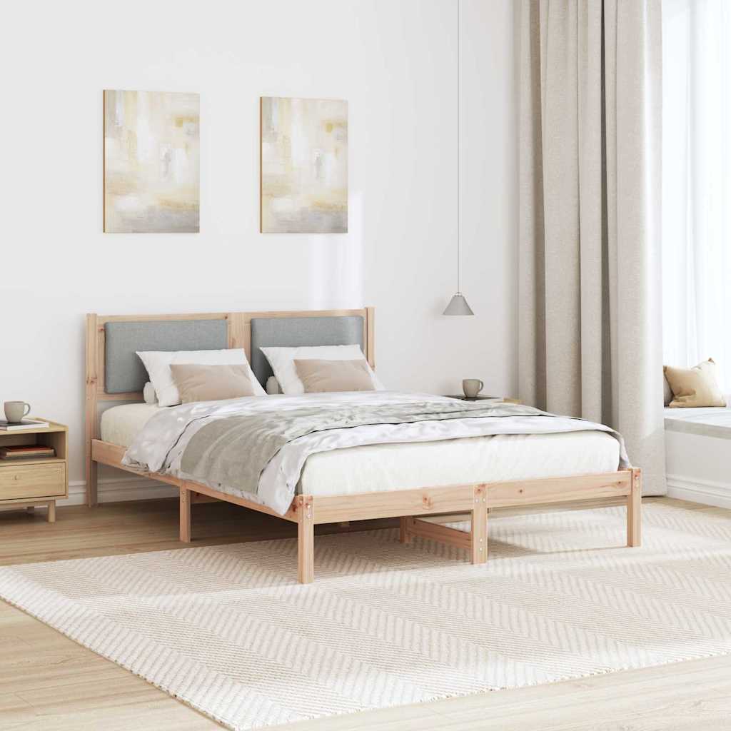 Sengestel med hovedgærde Lysegrå 160 x 200 cm Massiv fyrretræ