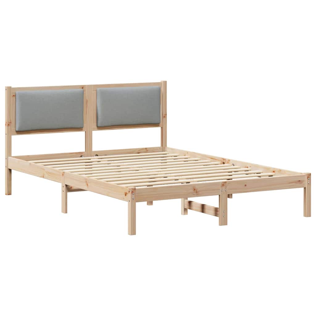 Sengestel med hovedgærde Lysegrå 160 x 200 cm Massiv fyrretræ