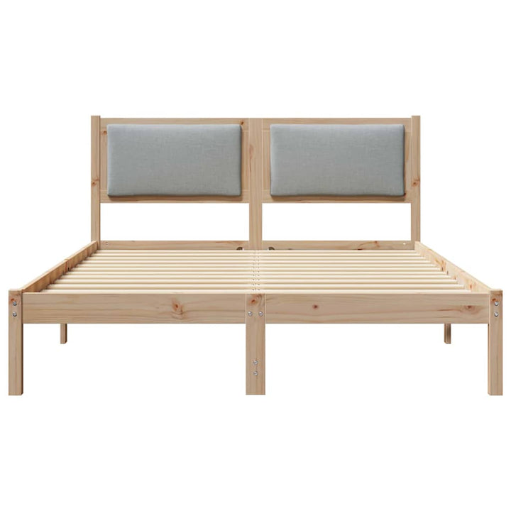 Sengestel med hovedgærde Lysegrå 160 x 200 cm Massiv fyrretræ