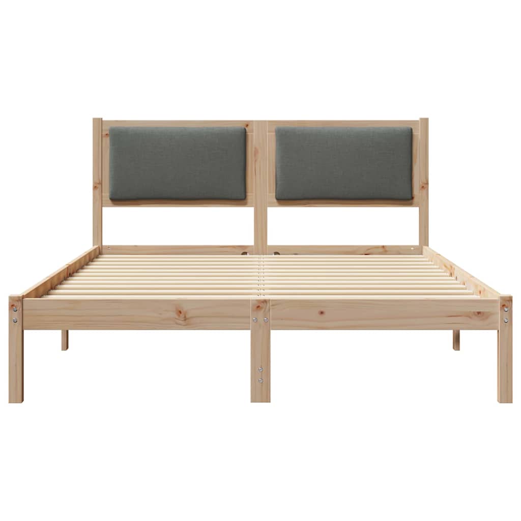 Sengestel med hovedgærde Mørkegrå 160 x 200 cm Massiv fyrretræ