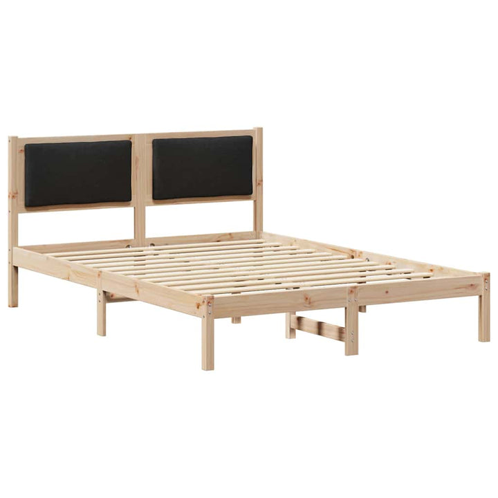 Sengestel med hovedgærde Sort 160 x 200 cm Massiv fyrretræ