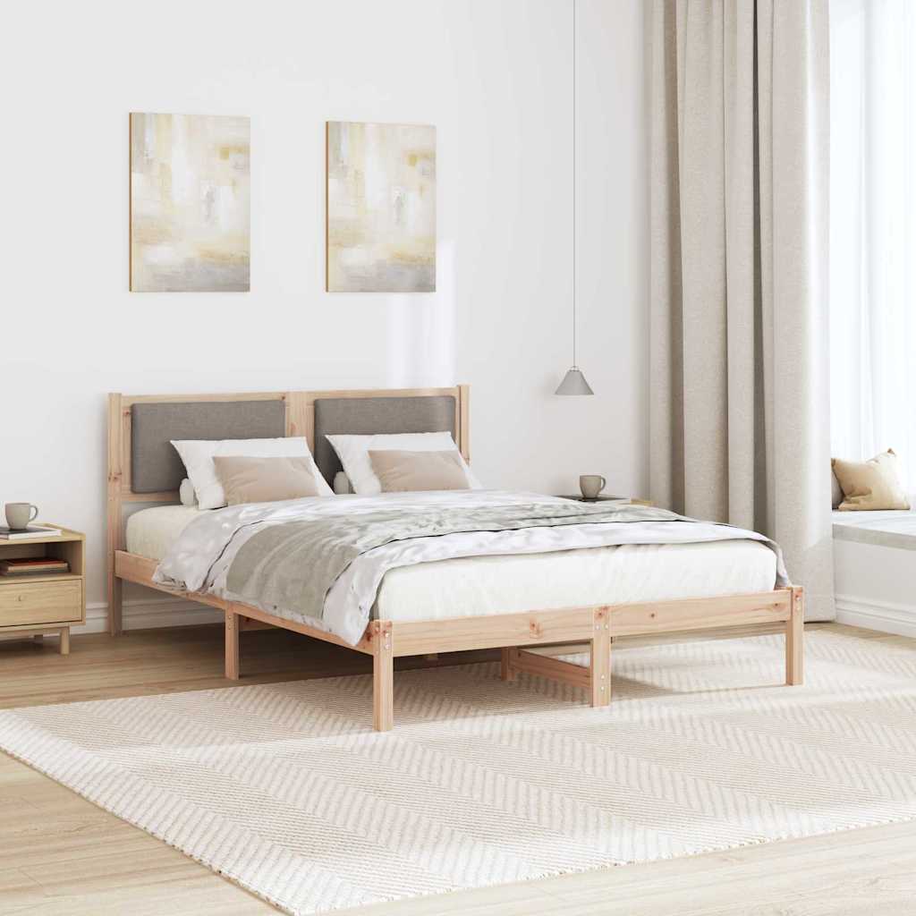 Sengestel med hovedgærde Gråbrun 160 x 200 cm Massiv fyrretræ