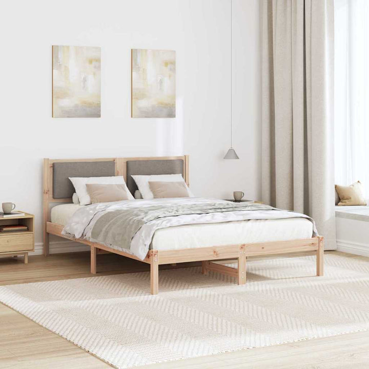 Sengestel med hovedgærde Gråbrun 160 x 200 cm Massiv fyrretræ