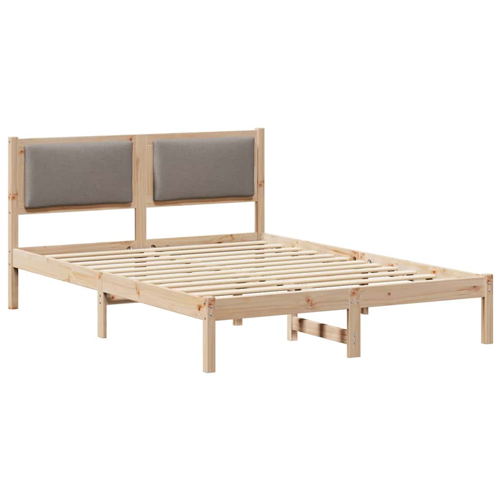 Sengestel med hovedgærde Gråbrun 160 x 200 cm Massiv fyrretræ