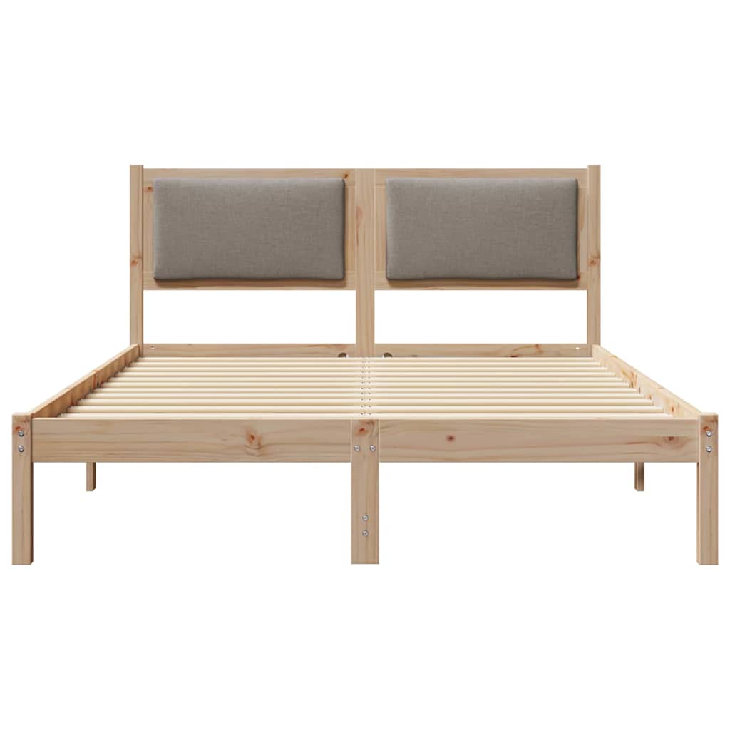 Sengestel med hovedgærde Gråbrun 160 x 200 cm Massiv fyrretræ