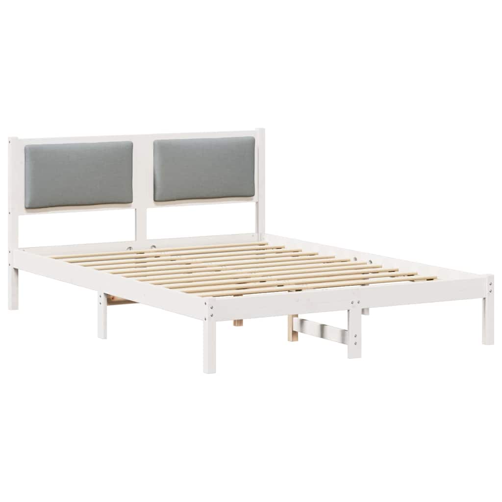 Sengestel med hovedgærde Lysegrå 160 x 200 cm Massiv fyrretræ