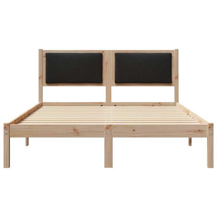 Sengestel med hovedgærde Sort 140 x 200 cm Massiv fyrretræ