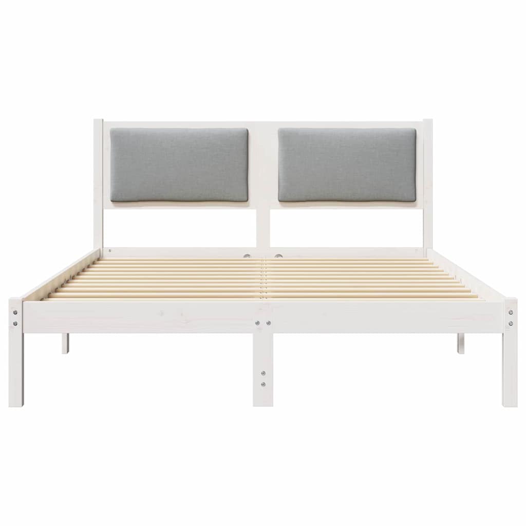 Sengestel med hovedgærde Lysegrå 140 x 200 cm Massiv fyrretræ
