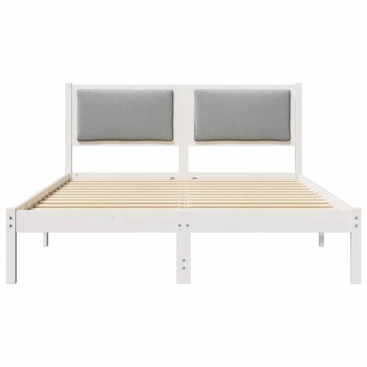 Sengestel med hovedgærde Lysegrå 140 x 200 cm Massiv fyrretræ