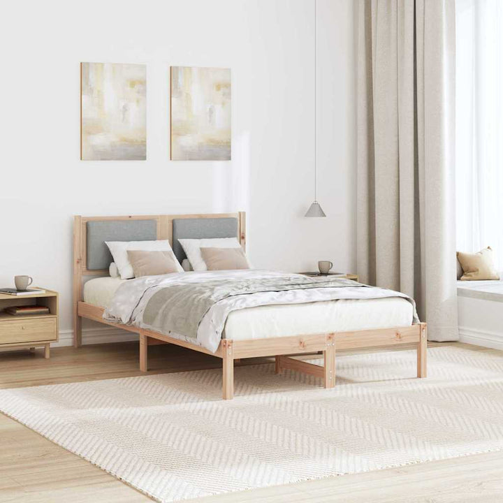 Sengestel med hovedgærde Lysegrå 120 x 200 cm Massiv fyrretræ