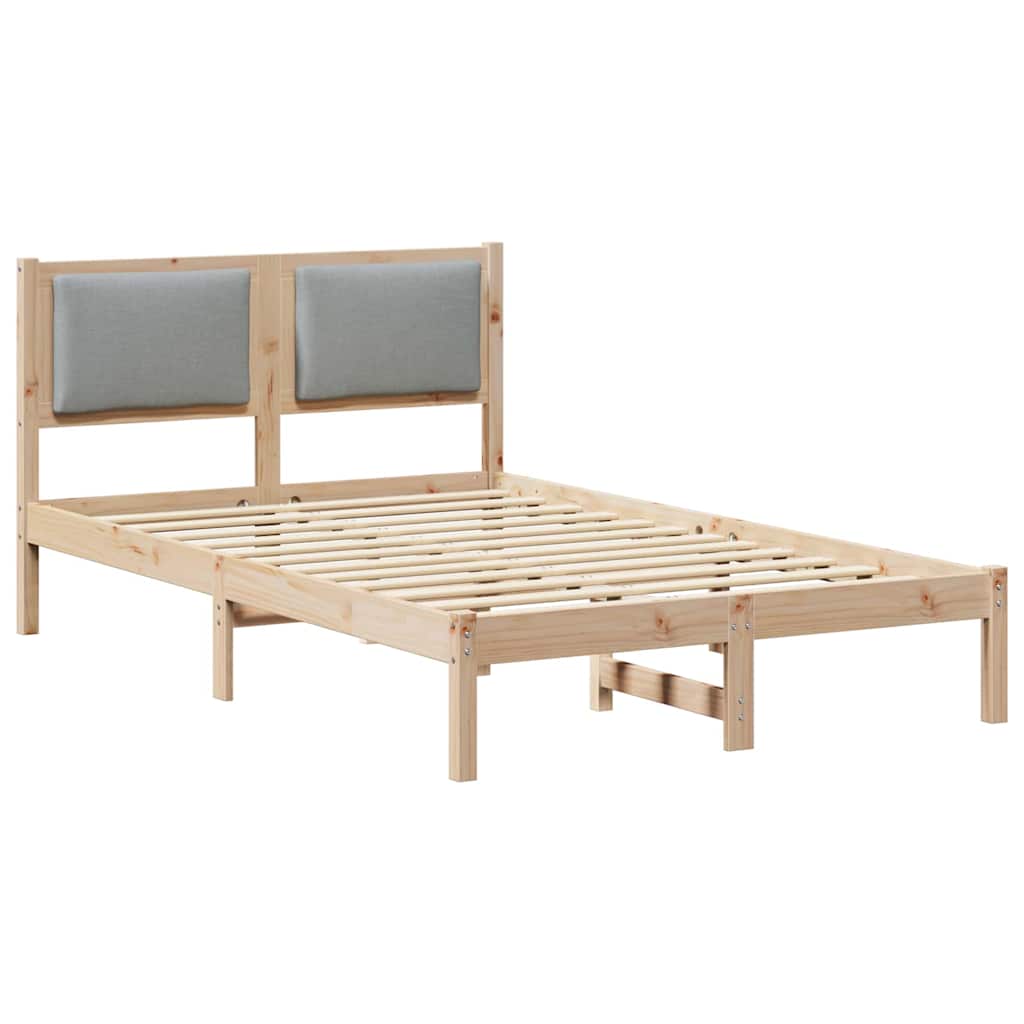 Sengestel med hovedgærde Lysegrå 120 x 200 cm Massiv fyrretræ