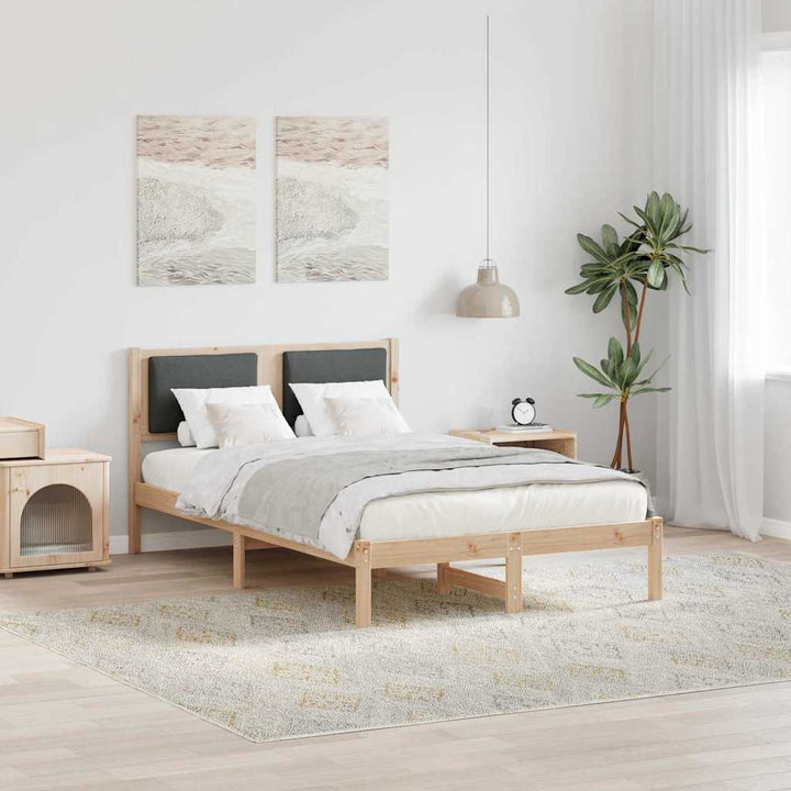 Sengestel med hovedgærde Mørkegrå 120 x 200 cm Massiv fyrretræ