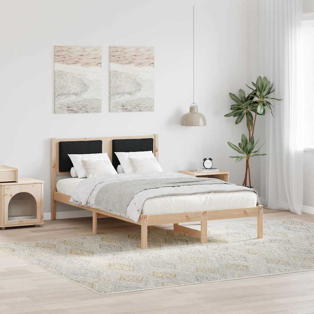 Sengestel med hovedgærde Sort 120 x 200 cm Massiv fyrretræ