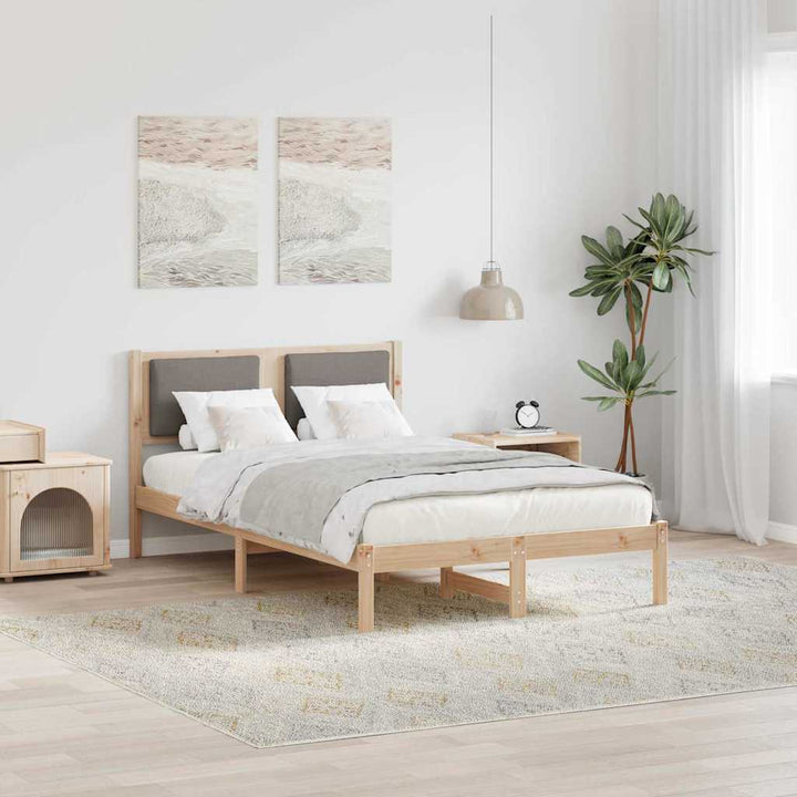 Sengestel med hovedgærde Gråbrun 120 x 200 cm Massiv fyrretræ