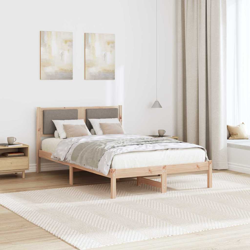 Sengestel med hovedgærde Gråbrun 120 x 200 cm Massiv fyrretræ