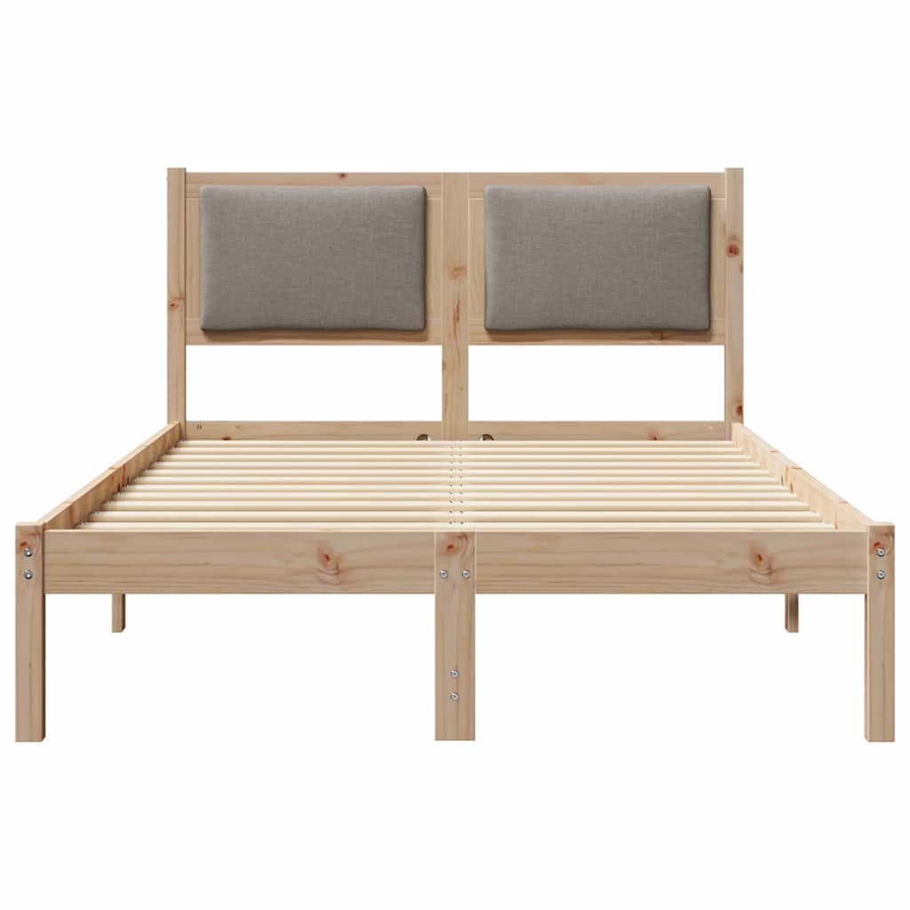 Sengestel med hovedgærde Gråbrun 120 x 200 cm Massiv fyrretræ