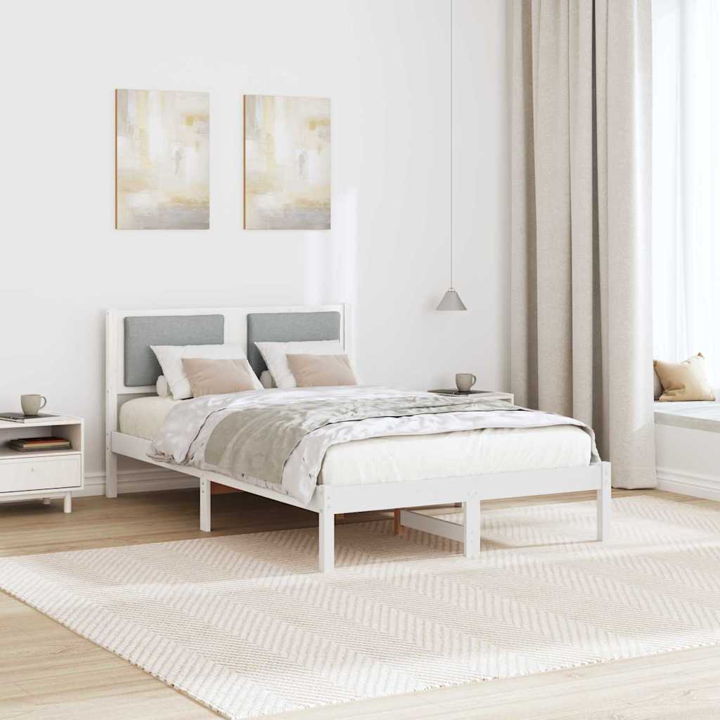 Sengestel med hovedgærde Lysegrå 120 x 200 cm Massiv fyrretræ