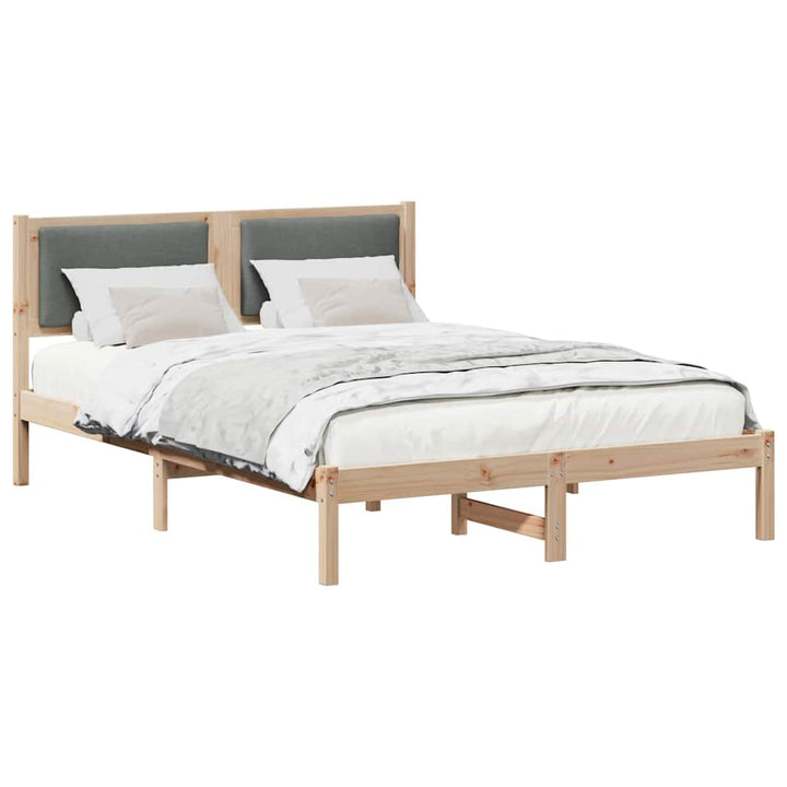 Sengestel med hovedgærde Mørkegrå 140 x 190 cm Massiv fyrretræ