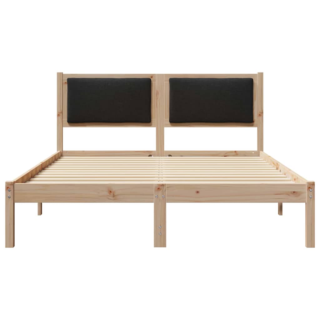 Sengestel med hovedgærde Sort 140 x 190 cm Massiv fyrretræ