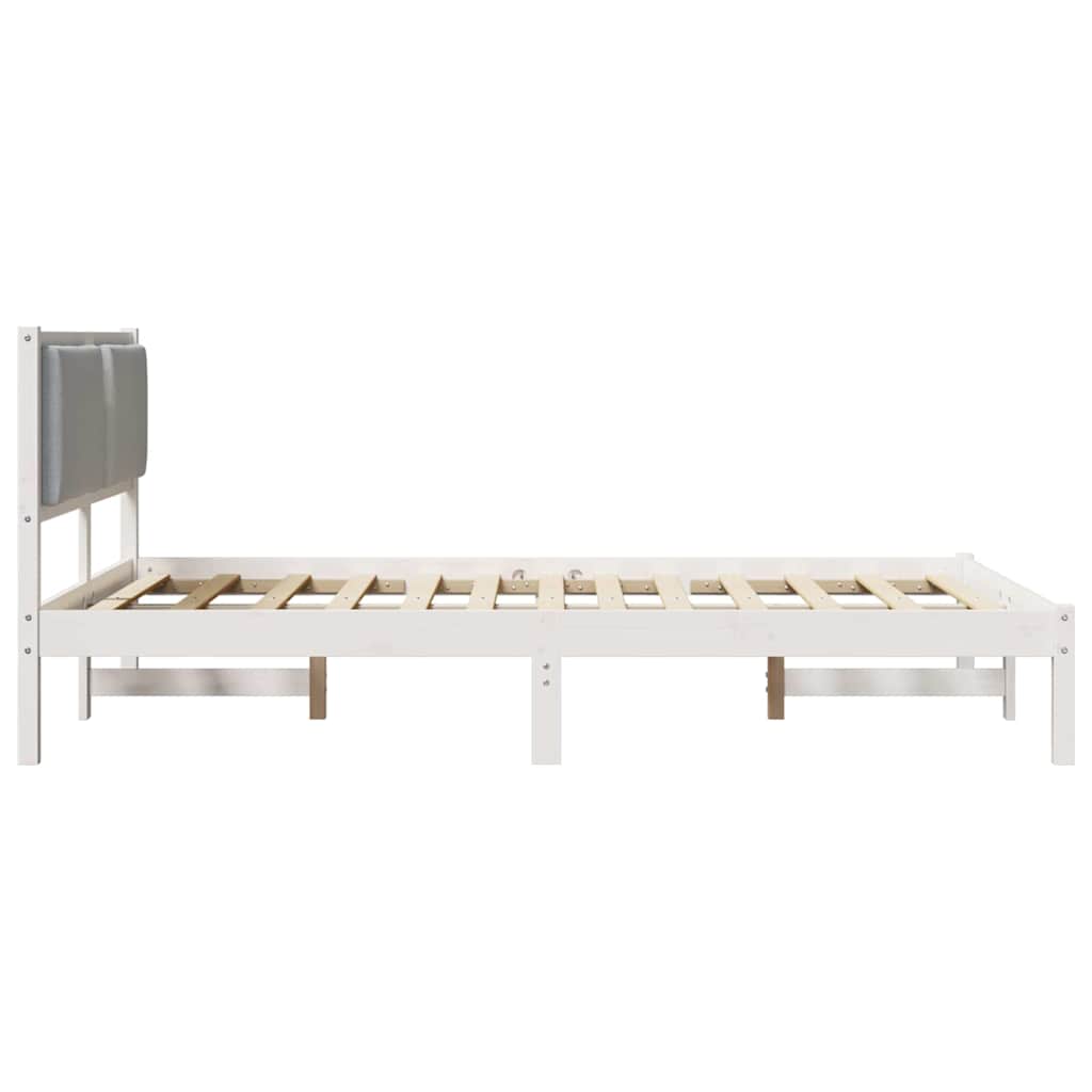 Sengestel med hovedgærde Lysegrå 135 x 190 cm Massiv fyrretræ