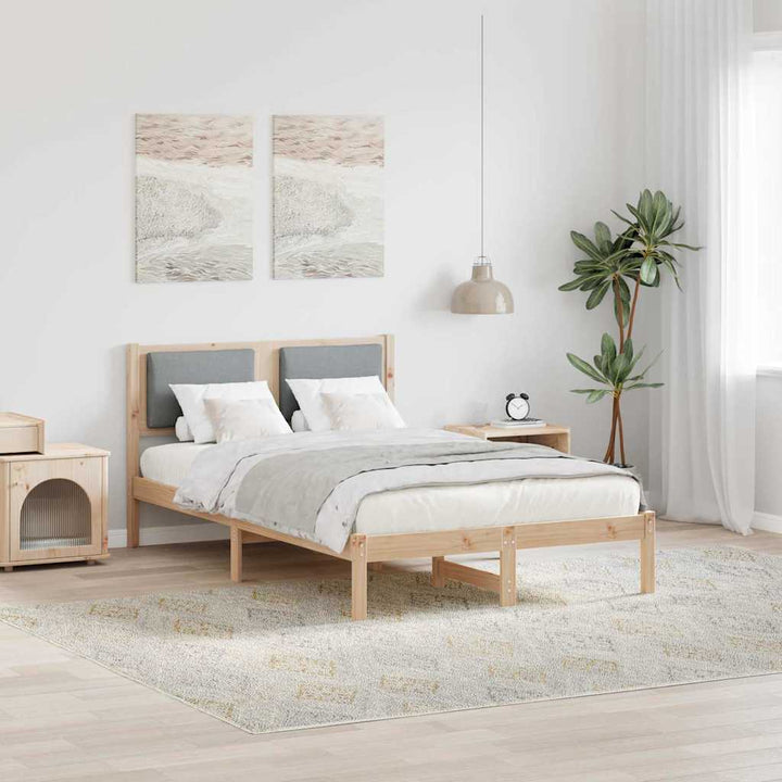 Sengestel med hovedgærde Lysegrå 120 x 190 cm Massiv fyrretræ