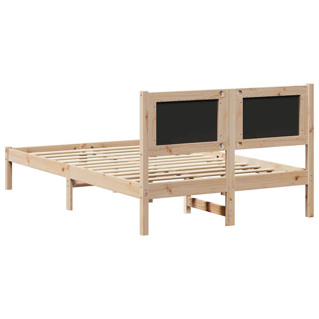 Sengestel med hovedgærde Lysegrå 120 x 190 cm Massiv fyrretræ