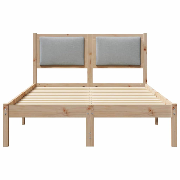 Sengestel med hovedgærde Lysegrå 120 x 190 cm Massiv fyrretræ